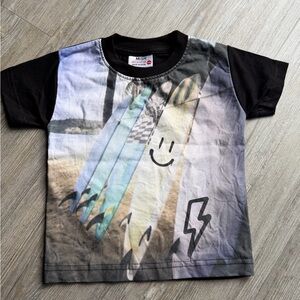 Mish Kids Black and Multicolor Surfboard T-Shirt